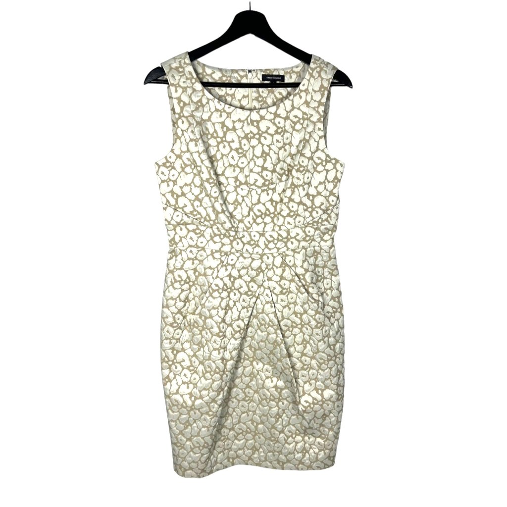 Saks Fifth Avenue Cream Tan Animal Print Sleeveless Sheath Knee Length Dress 6